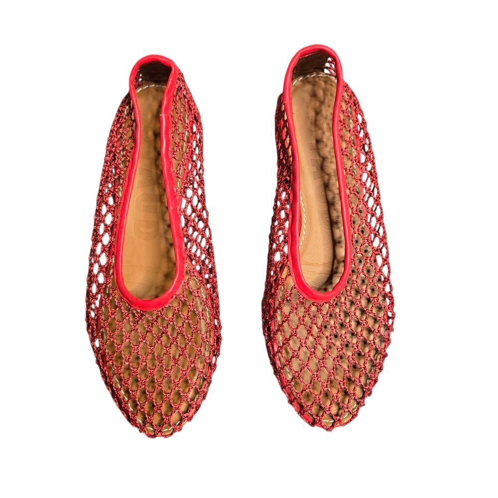 Staud Alba Ballet Flat Red Netting Size: 36